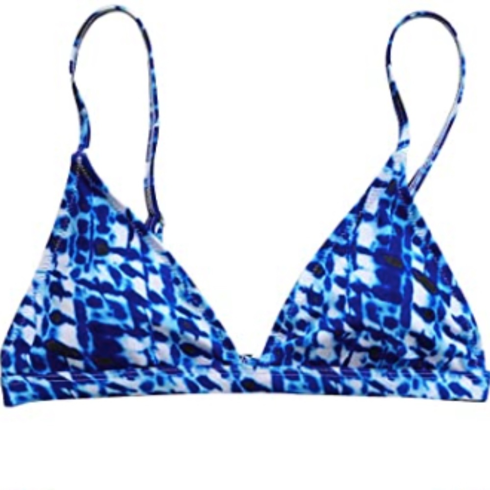 Blue and White Ocean Triangle Bikini Top